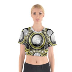 A Cautionary Fractal Cake Baked For Glados Herself Cotton Crop Top by jayaprime