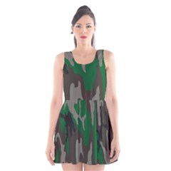 Army Green Camouflage Scoop Neck Skater Dress by BangZart