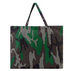 Army Green Camouflage Zipper Large Tote Bag by BangZart