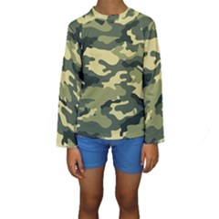 Camouflage Camo Pattern Kids  Long Sleeve Swimwear