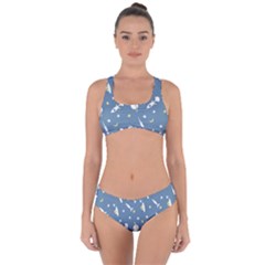 Space Rockets Pattern Criss Cross Bikini Set by BangZart