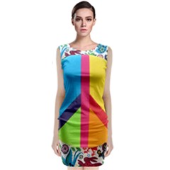 Peace Sign Animals Pattern Classic Sleeveless Midi Dress