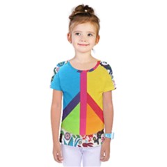 Peace Sign Animals Pattern Kids  One Piece Tee