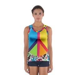 Peace Sign Animals Pattern Women s Sport Tank Top 