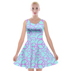 Peace Sign Backgrounds Velvet Skater Dress