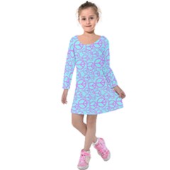 Peace Sign Backgrounds Kids  Long Sleeve Velvet Dress