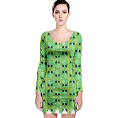 Alien Pattern Long Sleeve Bodycon Dress