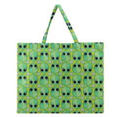 Alien Pattern Zipper Large Tote Bag