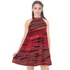 Alien Sine Pattern Halter Neckline Chiffon Dress 