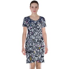 Alien Crowd Pattern Short Sleeve Nightdress