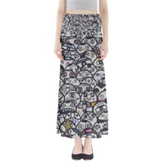 Alien Crowd Pattern Full Length Maxi Skirt