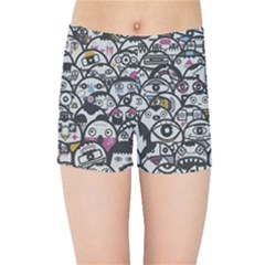 Alien Crowd Pattern Kids Sports Shorts