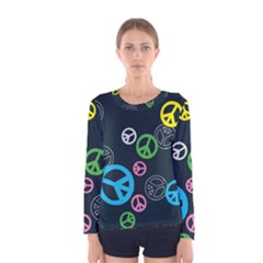 Peace & Love Pattern Women s Long Sleeve Tee