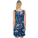 Alien Pattern Blue Sleeveless Satin Nightdress View2