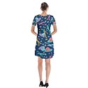 Alien Pattern Blue Short Sleeve V-neck Flare Dress View2