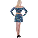 Alien Pattern Blue Off Shoulder Top with Skirt Set View2