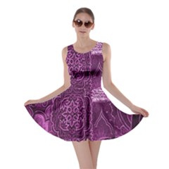 Purple Background Patchwork Flowers Skater Dress by BangZart