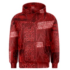 Red Background Patchwork Flowers Men s Pullover Hoodie