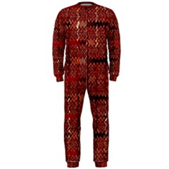 Rust Red Zig Zag Pattern Onepiece Jumpsuit (men)  by BangZart