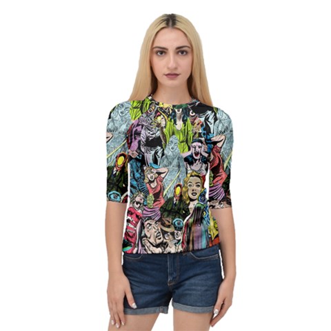 Vintage Horror Collage Pattern Quarter Sleeve Tee by BangZart