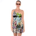 Vintage Horror Collage Pattern One Soulder Bodycon Dress View1