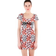 Simple Japanese Patterns Short Sleeve Bodycon Dress by BangZart