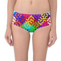 3d Fsm Tessellation Pattern Mid-waist Bikini Bottoms