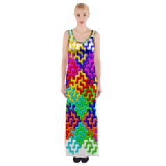 3d Fsm Tessellation Pattern Maxi Thigh Split Dress