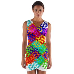 3d Fsm Tessellation Pattern Wrap Front Bodycon Dress