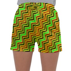 Green Red Brown Zig Zag Background Sleepwear Shorts by BangZart