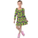 Smiley Monster Kids  Long Sleeve Velvet Dress View1