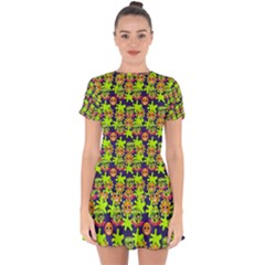 Smiley Monster Drop Hem Mini Chiffon Dress by BangZart