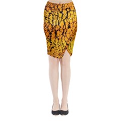 Yellow Chevron Zigzag Pattern Midi Wrap Pencil Skirt