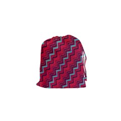 Red Turquoise Black Zig Zag Background Drawstring Pouches (xs) 