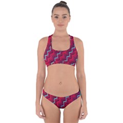 Red Turquoise Black Zig Zag Background Cross Back Hipster Bikini Set