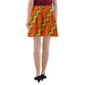 Orange Turquoise Red Zig Zag Background A-Line Pocket Skirt View2