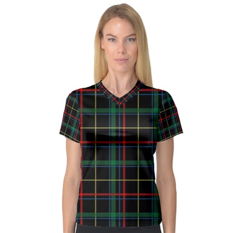 Tartan Plaid Pattern Women s V-neck Sport Mesh Tee by BangZart