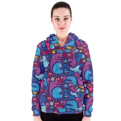 Hipster Pattern Animals And Tokyo Women s Zipper Hoodie