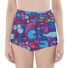 Hipster Pattern Animals And Tokyo High-waisted Bikini Bottoms