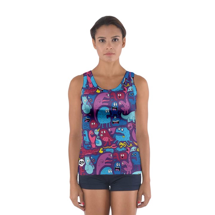 Hipster Pattern Animals And Tokyo Women s Sport Tank Top 