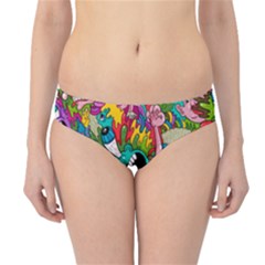 Crazy Illustrations & Funky Monster Pattern Hipster Bikini Bottoms