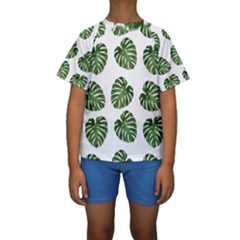 Leaf Pattern Seamless Background Kids  Short Sleeve Swimwear