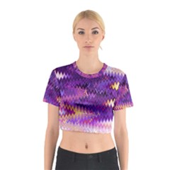 Purple And Yellow Zig Zag Cotton Crop Top by BangZart