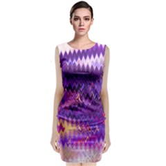 Purple And Yellow Zig Zag Classic Sleeveless Midi Dress