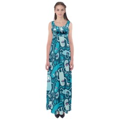 Monster Pattern Empire Waist Maxi Dress