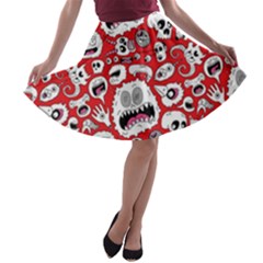 Another Monster Pattern A-line Skater Skirt by BangZart