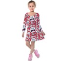 Another Monster Pattern Kids  Long Sleeve Velvet Dress View1