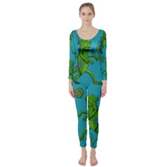 Swamp Monster Pattern Long Sleeve Catsuit