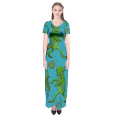 Swamp Monster Pattern Short Sleeve Maxi Dress