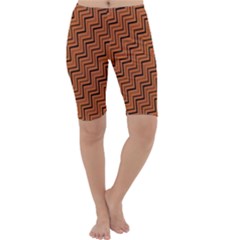 Brown Zig Zag Background Cropped Leggings 